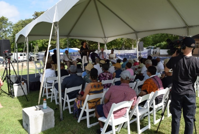 An ancestral blessing ceremony is held at the site of the historic First Baptist Church of Williamsburg, Virginia, on July 18, 2022. 