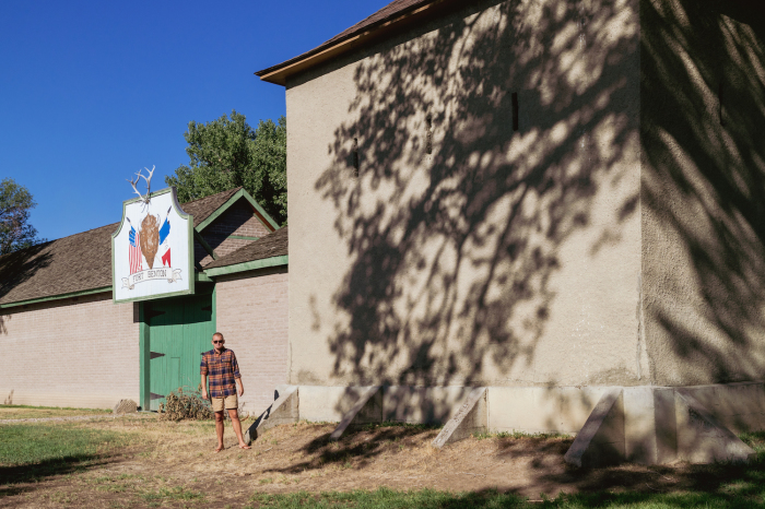 The columnist at old Fort Benton, the partially reconstructed fort and namesake of Fort Benton, Montana.