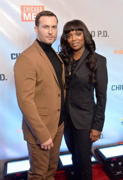 Gavin Barrett and actress Marlyne Barrett attend a premiere party for NBC's 'Chicago Fire,' 'Chicago P.D.' and 'Chicago Med' at STK Chicago on Nov. 9, 2015, in Chicago, Illinois. 