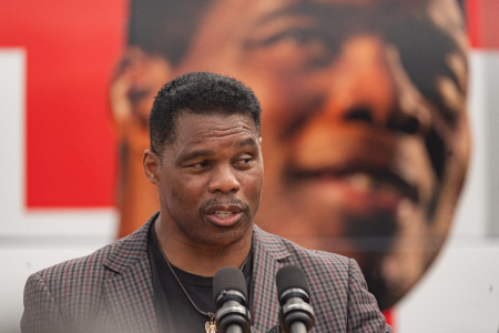 U.S. Republican Senate candidate for Georgia, Herschel Walker, speaks at a campaign event on Sept. 9, 2022 in Gwinnett, Georgia.