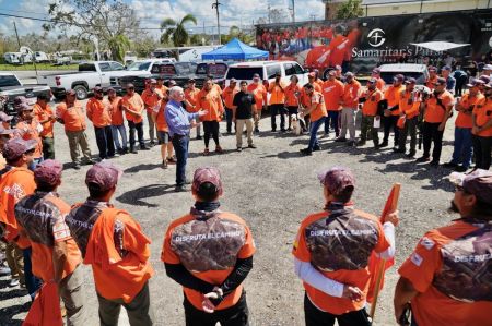 Franklin Graham, CEO of Samaritan's Purse, leads a team of volunteers in ministering to southwest Floridians impacted by Hurricane Ian, Oct. 6, 2022.