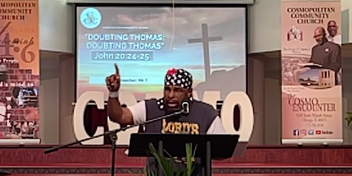 Guest Preacher Mr. T. preaches at Cosmopolitan Community Church, in Chicago, Illinois, on Oct. 9, 2022. 