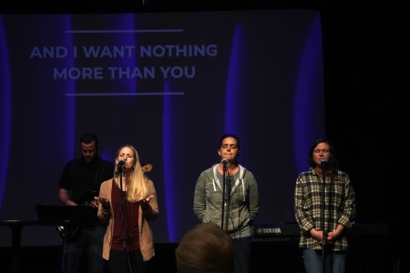 The worship team at Cornerstone Church Yuba City in California on Sunday October 16, 2022.