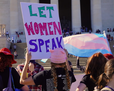 Demonstrators participate in the Let Women Speak rally held at the Lincoln Memorial in Washington, D.C. on Nov. 7, 2022.