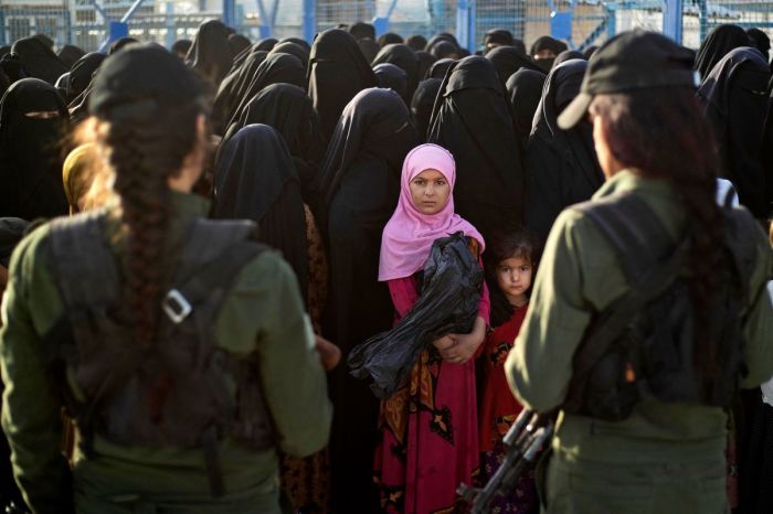 A picture shows the Kurdish-run al-Hol camp, which holds relatives of suspected Islamic State (IS) group fighters in the northeastern Hasakeh governorate, during a security operation by the Kurdish Asayish security forces and the special forces of the Syrian Democratic Forces, on August 26, 2022. 