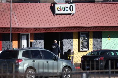 Law enforcement officials continue their investigation into Saturday's shooting at the Club Q nightclub on November 21, 2022 in Colorado Springs, Colorado. On Saturday evening, a 22-year-old gunman entered the LGBT nightclub opened fire, killing at least five people and injuring 25 others before being stopped by club patrons.