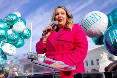 Lorie Smith, owner of the website design company 303 Creative, speaks outside the United States Supreme Court following oral arguments in the case 303 Creative LLC v. Elenis, Dec. 5, 2022.