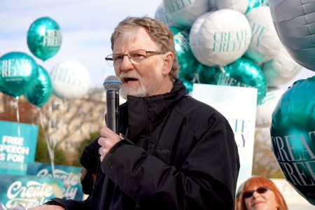 Jack Phillips, owner of Masterpiece Cakeshop, speaks outside the United States Supreme Court following oral arguments in the case 303 Creative LLC v. Elenis, Dec. 5, 2022.