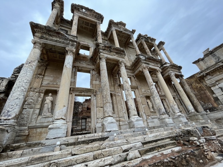 Remains of the Library of Celsus in ancient Ephesus, located in western Turkey. It was one of the most impressive buildings in the Roman Empire. 