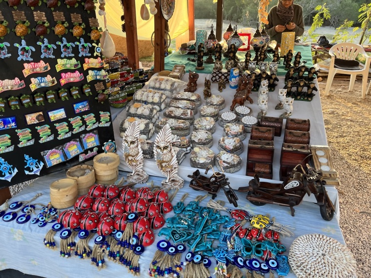 Souvenirs for sale at Patara Beach in Antalya Province,Turkey. 