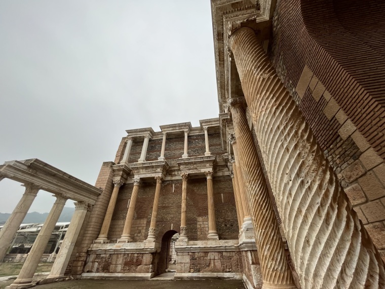 Remnants of at building at the site of the ancient city of Sardis in Salihli, Manisa in Turkey.