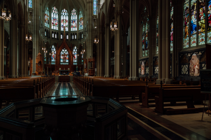 The interior of St. Mary’s Cathedral Basilica of the Assumption in Covington, Kentucky.