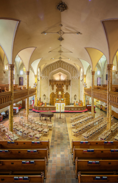 The interior of the Church of St. Luke & St. Simon Cyrene in Rochester, New York. 