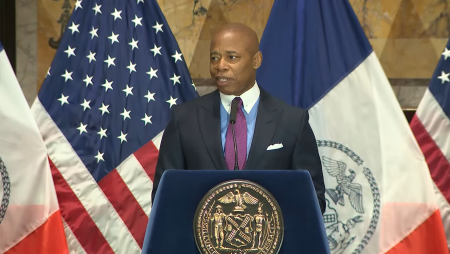 New York City Mayor Eric Adams speaks at the annual interfaith breakfast on Tuesday February 28, 2023.