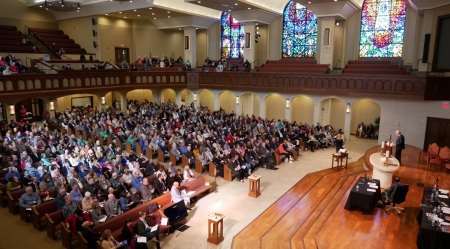 Attendees participate in a special called session of The United Methodist Church North Texas Conference on Saturday, March 4, 2023. 