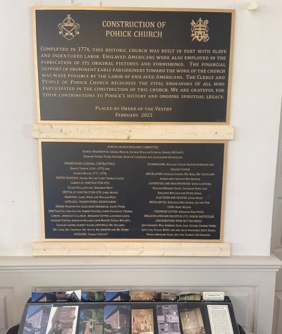 Plaques honoring those who helped to build Pohick Church of Lorton, Virginia. 