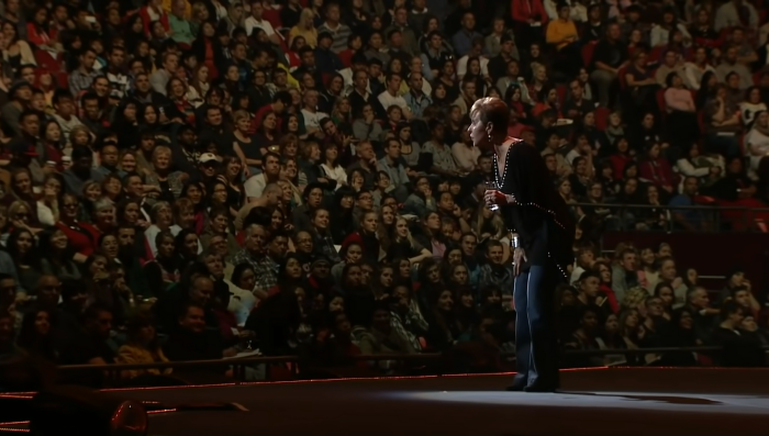 Televangelist Joyce Meyer preaches at Hillsong Church in Sydney Australia in 2012.