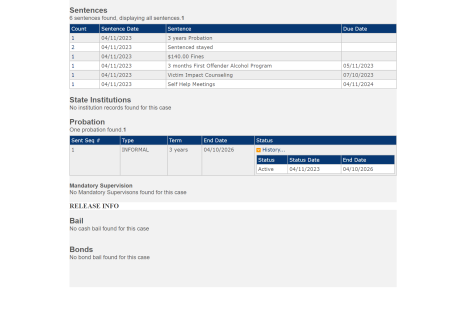 Hillsong Church founder, Brian Houston's sentencing record for drunk driving in California.