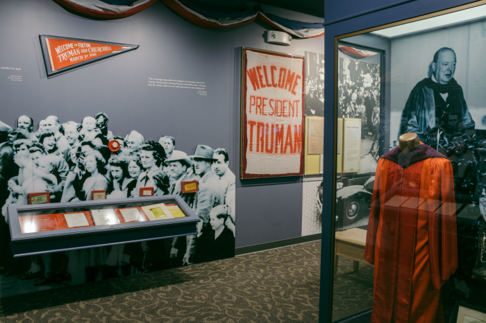 Inside the National Churchill Museum on the campus of Westminster College in Fulton, Missouri. 