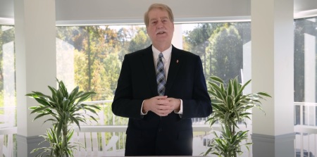 Bishop Kenneth Carter of The Western North Carolina Conference of The United Methodist Church, giving a Thanksgiving message in November 2022. 