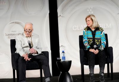 Richard Dreyfuss and Candy Clark speak onstage during the screening of “American Graffiti” during the 2023 TCM Classic Film Festival on April 14, 2023 in Los Angeles, California. 