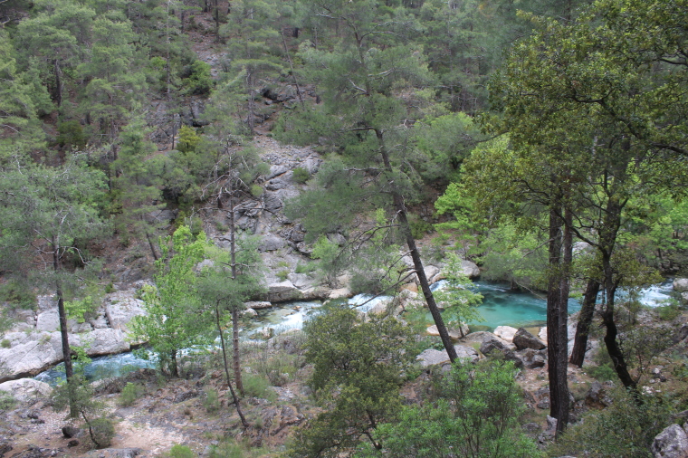 Water flows through the Yazili Canyon Nature Park in Isparta, Turkey.