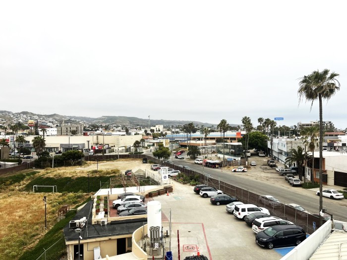 Outside the walls of the Oasis of Hope Hospital in Tijuana, Mexico.