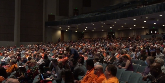 Attendees gather for the Indiana Annual Conference of The United Methodist Church at Emens Auditorium at Ball State University on June 8, 2023. 