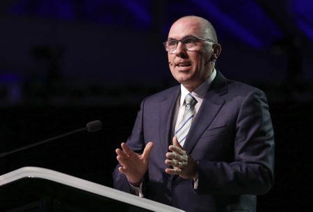 SBC President Bart Barber speaks at the denomination's Annual Meeting in New Orleans, Louisiana, on June 13, 2013. 