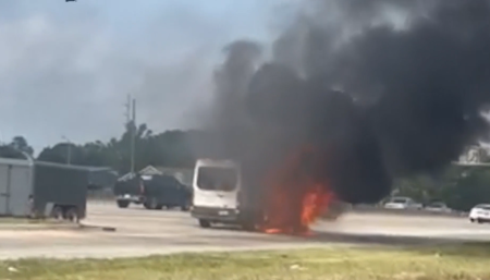 This van that was carrying 11 members of Anchor Church's youth group in Houston, Texas, erupted in flames just moments after they evacuated.