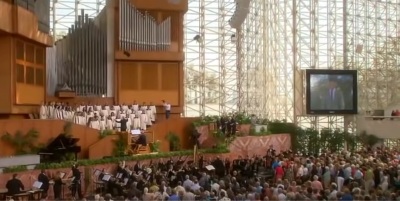 The final worship service at Crystal Cathedral of Garden Grove, California, on Sunday, June 30, 2013. The sanctuary would be converted into Christ Cathedral after the Roman Catholic Diocese of Orange took over the property. 