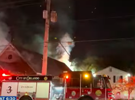 Firefighters respond to a blaze that destroyed Incarnation Catholic Church in Orlando, Florida, June 24, 2023. 