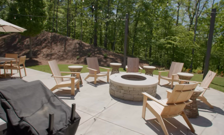 A patio at the Church of the Highland's The Lodge at Grants Mill in Alabama.