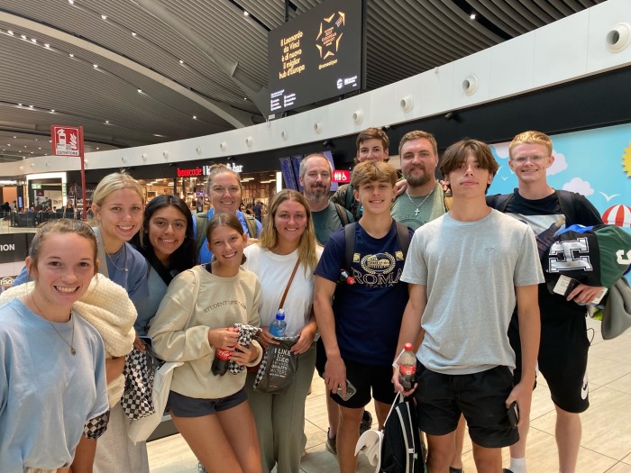 Missionaries from Harmony Hill Baptist Church in Lufkin, Texas, in Rome, after being rescued from Niger amid a coup currently underway in the West African country.