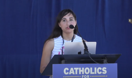 Detransitioner Chloe Cole speaks at a Prayer Rally to Save Ohio's Children in Norwood, Ohio, Aug. 6, 2023. 