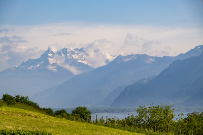 The Pepperdine University's Château d’Hauteville overlooks Lake Geneva and the Swiss Alps.