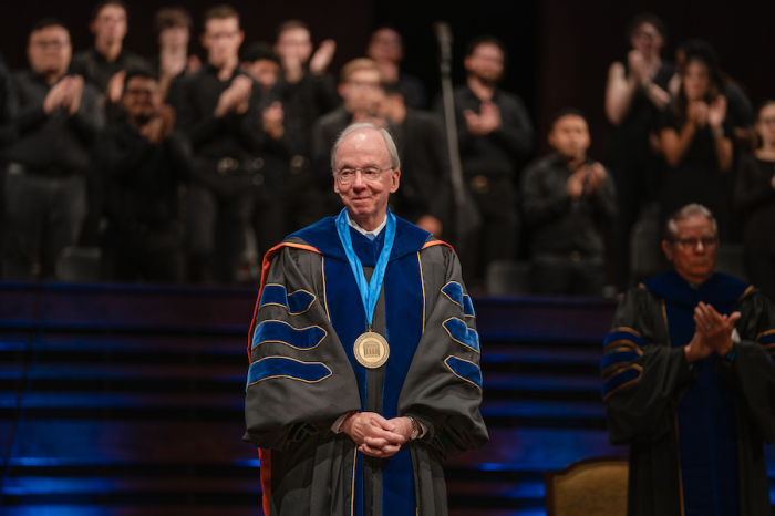 David S. Dockery is officially installed as the tenth president of Southwestern Baptist Theological in Forth Worth, Texas, on Aug. 22, 2023. 