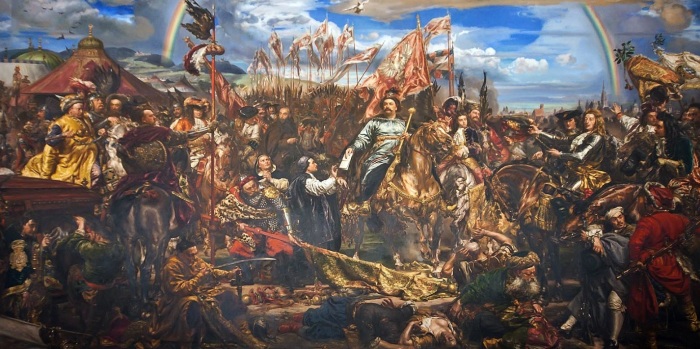 Polish King John III Sobieski sending message of victory to the Pope, after the 1683 Battle of Vienna, as depicted in this 19th century painting by Jan Matejko. 