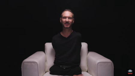 A screenshot of Nick Vujicic in his new 'I Am Second' video.