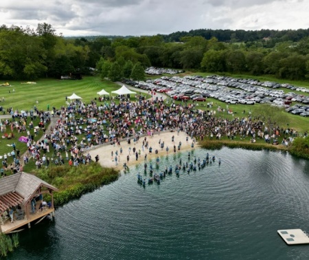 Biltmore Church holds an event in Fletcher, North Carolina, on September 17, 2023, in which they baptize 279 people, plus three more individuals at an earlier indoor service. 