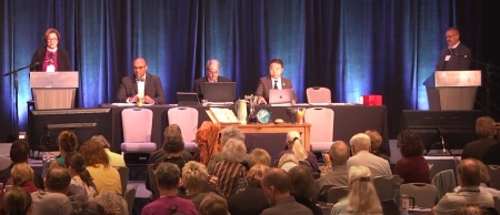 Attendees participate in the Evangelical Lutheran Church in America Sierra Pacific Synod Assembly meeting on Sunday, Sept. 17, 2023.