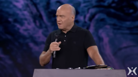 Pastor Greg Laurie delivers a message on Oct. 8, 2023. 