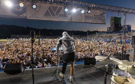 Thousands gather for the Fields of Faith event held at the Lakeside High School Stadium in Hot Springs, Arkansas, on October 11, 2023. Fields of Faith is overseen by the Fellowship of Christian Athletes. 