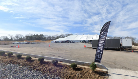 A tent on the sprawling property of Global Vision Bible Church in Mount Juliet, Tennessee. 