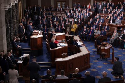 Newly elected Speaker of the House Rep. Mike Johnson, R-La., speaks in the House chamber after his election at the U.S. Capitol on October 25, 2023 in Washington, D.C. 