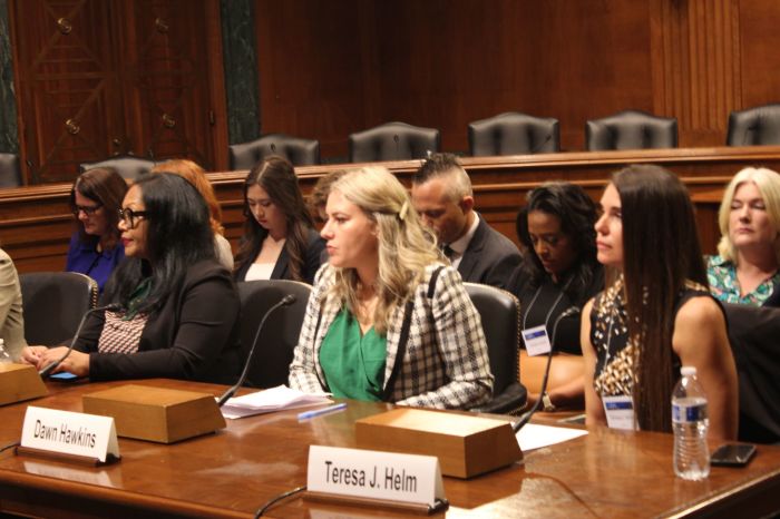 NCOSE CEO Dawn Hawkins speaks during a Congressional briefing in Washington, D.C., on Oct. 26, 2023. 