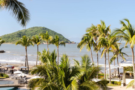 The view from a hotel room at the Pueblo Bonito Mazatlan Beach Resort in Mazatlan, Mexico.