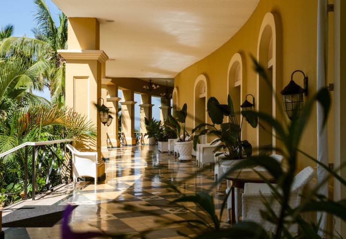 The Spanish colonial revival architecture of the Pueblo Bonito Emerald Bay.