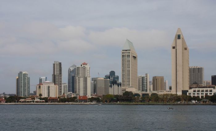 Downtown San Diego from the ferry to Coronado, California.