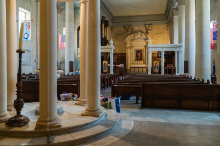 The interior of the Pro-Cathedral and Collegiate Church of St. Paul in Valletta, Malta. 